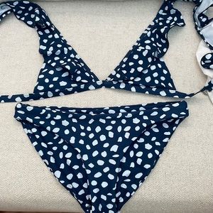 Navy Polka Dot Bikini Set